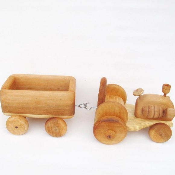 Wooden toy tractor